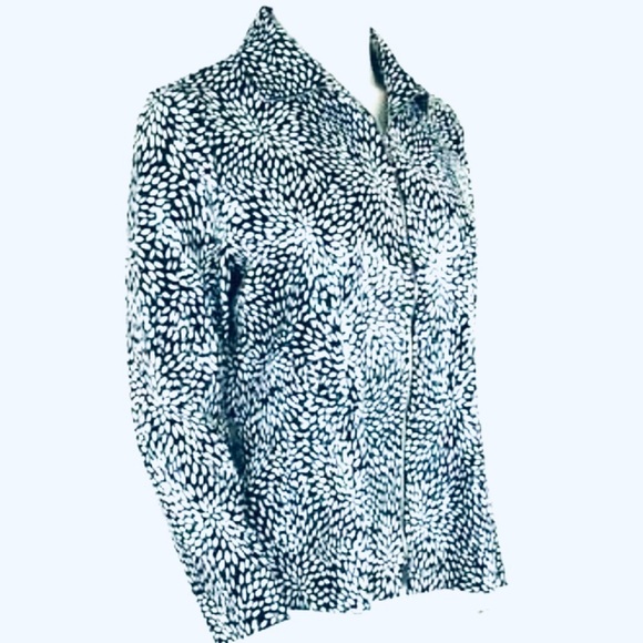 MISOOK Black White Abstract Floral w/Shiny Clear Squares Sequin Blazer - Picture 4 of 6